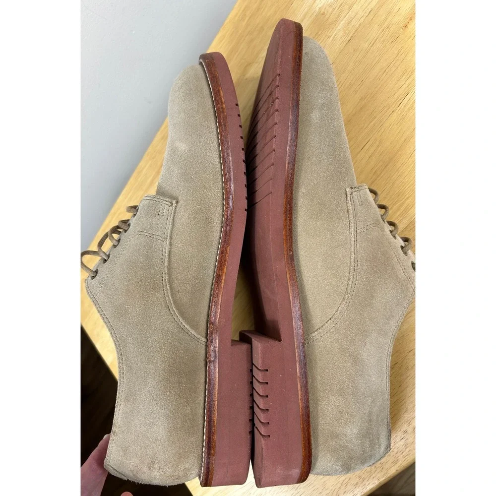 Grant Stone Derby Shoes Mens 10D Sand Suede Dirty Buck Goodyear Welt Brick Sole
